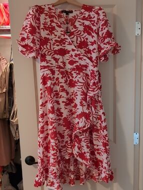 Red Floral Wrap Dress - Alex And Parker